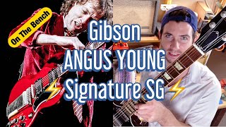 Video thumbnail for Gibson ANGUS YOUNG AC/DC Signature SG 2006 RARE First Run! GUITAR DEMO & Disassemble // ON THE BENCH by Play and Trade Guitars