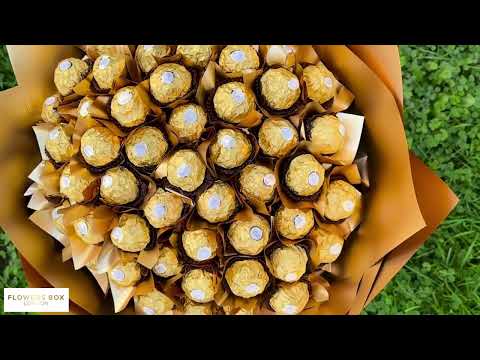 Stunning Gold Chocolate Bouquet with Ferrero Rocher - Luxury Floral Gift from Flowers Box London 🌹🍫✨