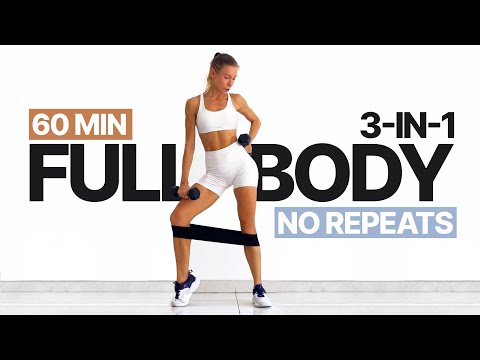 60 MIN FULL BODY FAT BURN Cardio x Strength HIIT Workout | At Home - No Repeats