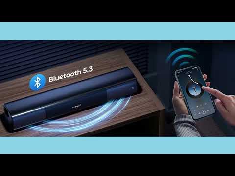 RIOWOIS Sound Bar for Smart TV, Soundbar for TV with Bass Reflector and Easy Set up, Home Audio Surround Sound System for TV PC Projector, Wall Mountable video review thumbnail