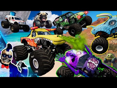 Monster Jam INSANE Racing, Freestyle and High Speed Jumps #102 | BeamNG Drive | Grave Digger