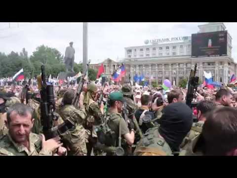 Ukraine Election Day, Donetsk 25.05.2014 - Vostok Battalion in Lenin Square