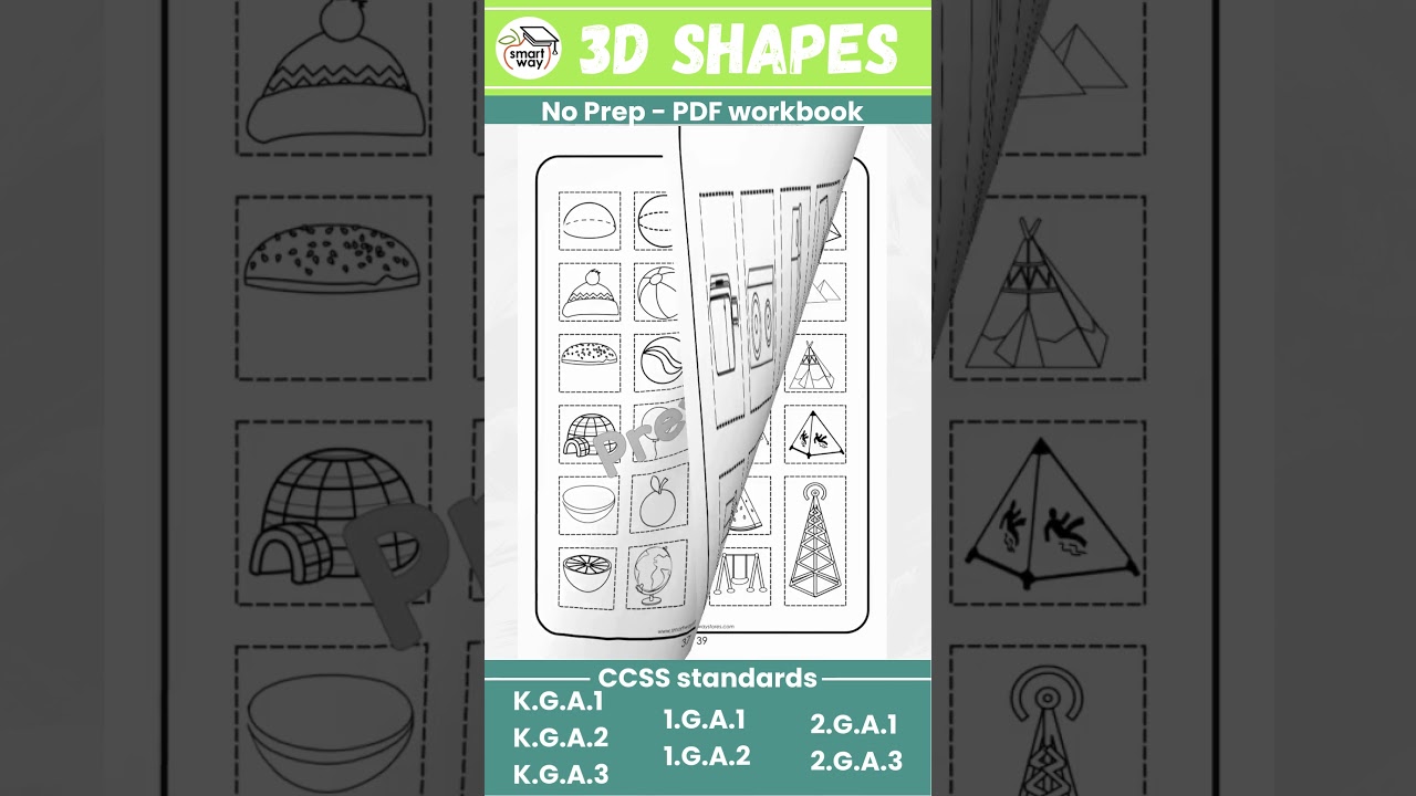 3D shapes worksheets workbook  #education #educational #interactive