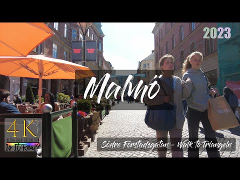 Malmö, Sweden | Walking Street | Södra Förstadsgatan | Triangeln | City Walk | 4K | April | 2023