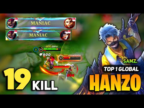 HANZO KING! 2X MANIAC [ Hanzo Best Build Top 1 Global ] By Samz. - Mobile Legends