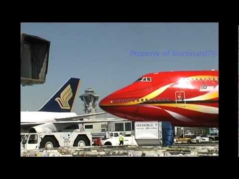Malaysia Airlines Boeing 747-4H6 9M-MPD in Hibiscus livery arrives at LAX
