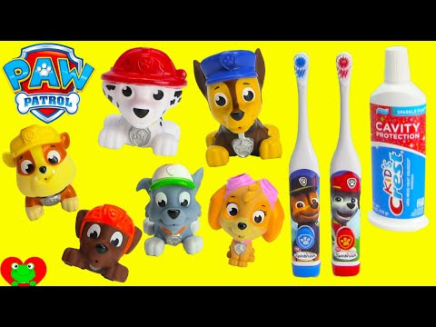 Paw Patrol Brushing Teeth with Chase and Marshall Toothbrushes Video