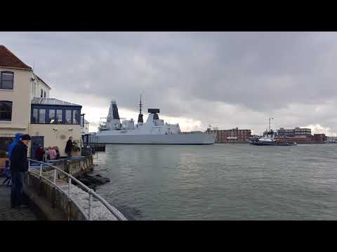 Hms Dragon sailing out of HMNB Portsmouth