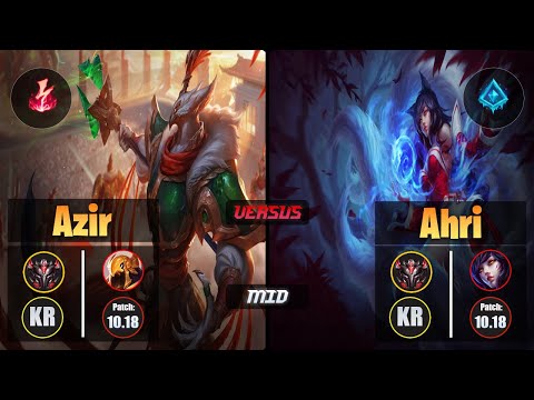 GrandMaster AZIR [Electrocute] (Mid) VS  AHRI - Grandmaster KR Patch 10.18