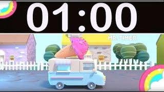 1 Minute Timer Countdown with Music for Kids Ice Cream Truck &amp; Rainbow!