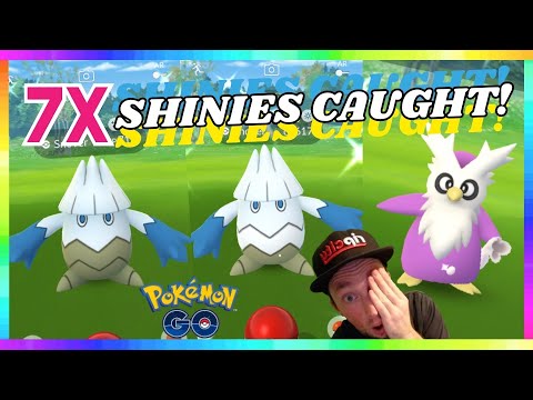 7x SHINIES CAUGHT LIVE - 2x SHINY SNOVER CAUGHT & SHINY DELIBIRD CAUGHT in Pokemon Go! Winter Event