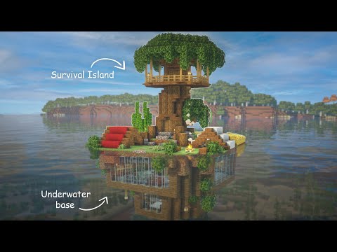 Lex The Builder - How To Build A Survival Island with a Underwater Base In Minecraft | Tutorial
