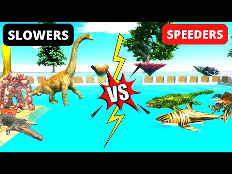 TOURNAMENT  -  SPEEDERS VS SLOWERS  -  WHO WINS? ANIMAL REVOLT BATTLE SIMULATOR