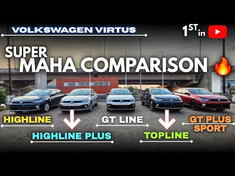 2026 Super Maha Comparison 🔥|Volkswagen Virtus Highline Vs Highline Plus Vs GT Line Vs Topline Vs GT