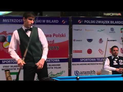 Mistrzostwa Polski w Bilard -Dębica 2015 - 10 bil - Ostrowski vs Konkel