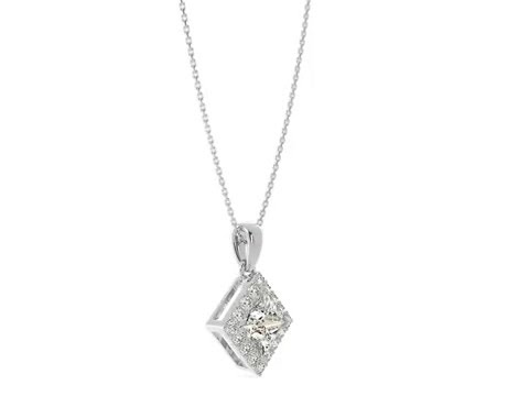 Princess Cut Diamond Halo Pendant by 90210 Jewelry | SKU: PR2596