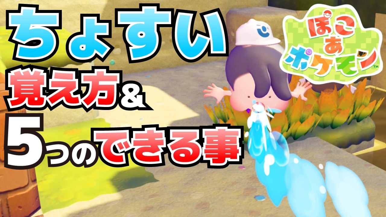 ちょすいの覚え方＆できること(使い方_海や水辺に出来た穴を戻す方法や自動販売機の活用法等)_ポッチャマのお願い攻略_ドンヨリうみべの街【ぽこ あ ポケモン攻略】