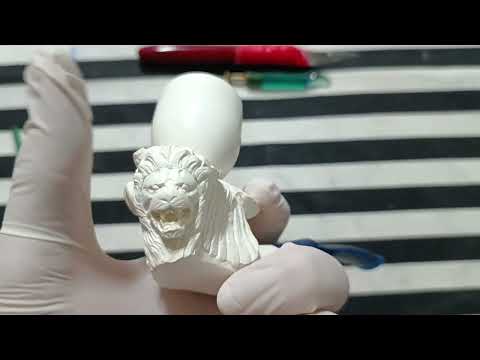 Block Meerschaum Lion Figured Bowl Pipe