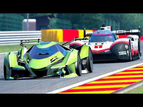 Lamborghini V12 Concept GT vs Porsche 919 EVO at Spa