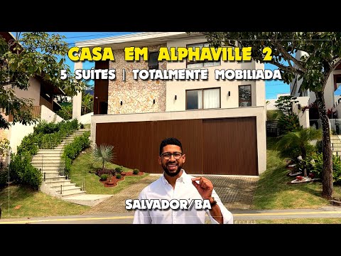 CASA ALPHAVILLE 2 SALVADOR COM 5 SUÍTES À VENDA | TOTALMENTE MOBILIADA