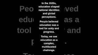 In the 1920s, education shaped national identities and global perceptions.