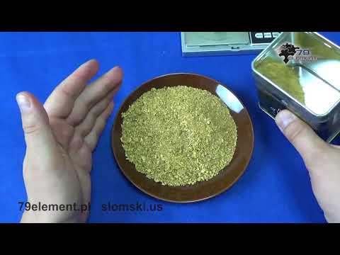 (4) Złoto rodzime, prosto ze złożą, przed i po przetopieniu.