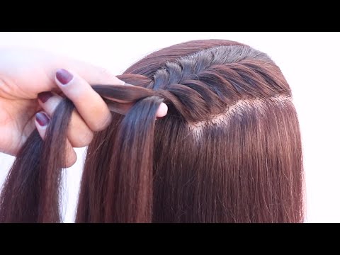 4 pretty open hairstyle for party | fishtail braid -...
