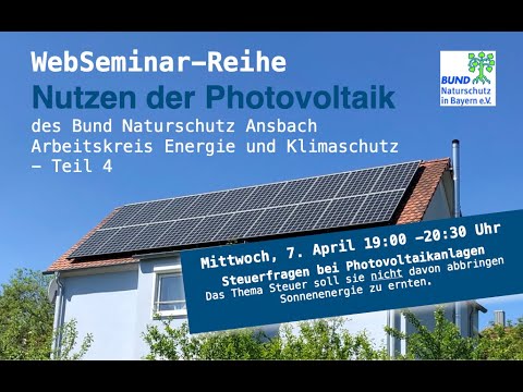 BN Energie WebSeminar - Steuerfragen bei Photovoltaikanlagen