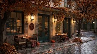 Calm Jazz Music 🍁☕️ Cozy Autumn Coffee Shop Ambience with Rain Sounds to Work, Focus, Study