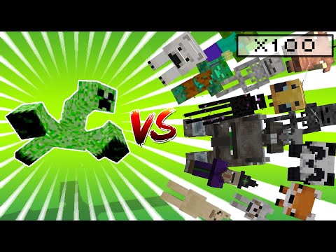 Mutant Creeper Vs Minecraft Mobs 1vs100