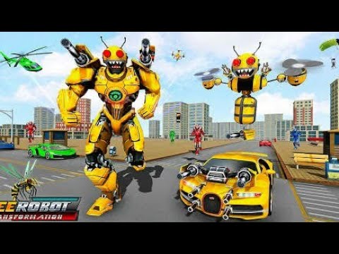 Flying Bee Robot Car Transforming Game