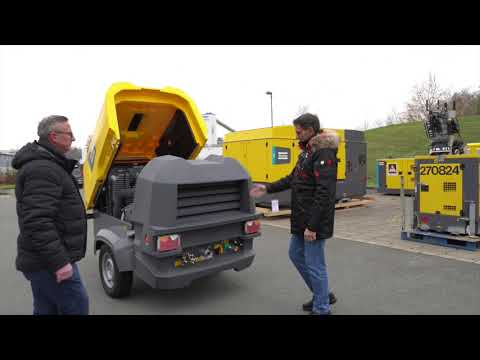 Mobile elektrische Kompressoren der Atlas Copco E-Air-Baureihe