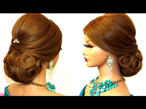 Hairstyle for long hair. Bridal updo tutorial