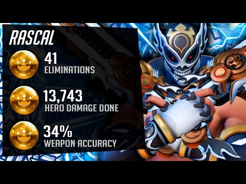 Rascal Pro Korean Reaper and Tracer gameplay! 41 elims! [ Overwatch Season 34 Top 500 ]