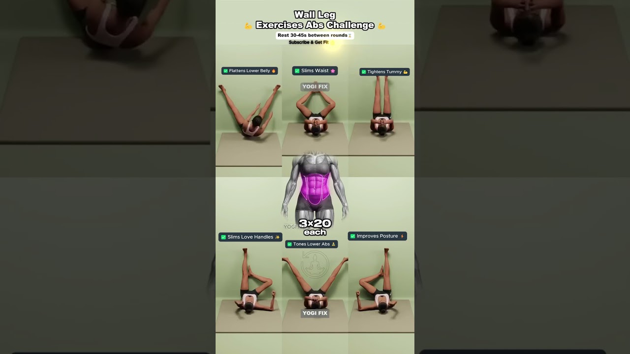 6 Wall Exercises for Flat Belly  Easy Belly Fat Workout at Home