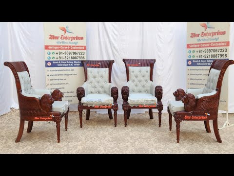 Gold luxury wooden dining chair, for home, set size: set of ...