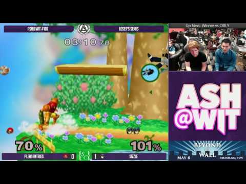 Pleasantries (Samus) vs Sizzle (Marth) - ASH@WIT #107 Melee Loser's Semis