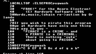 Music for pirates from the Acorn Electron version of Frak!