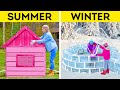 SUMMER HOUSE vs WINTER HOUSE || Amazing Huge Craft Ideas
