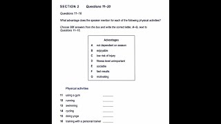 IELTS Listening Practice Section-2(fitness instructor talking on the radio) with answers
