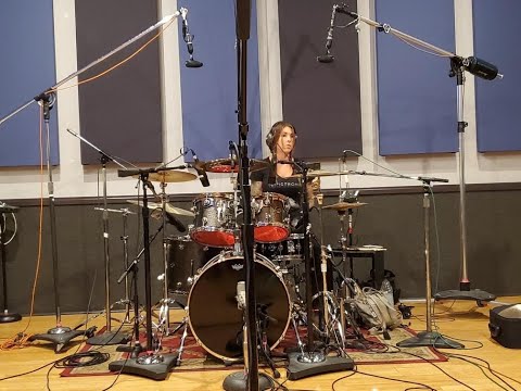 Felicity Feline Tracking drums at Clearlake Recording Studio for Constraints of Light