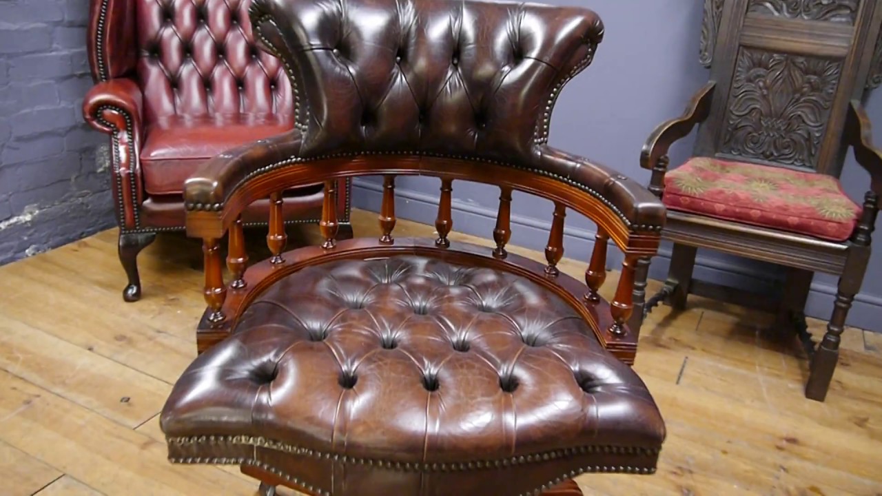 Brown Leather Captains Desk Chair