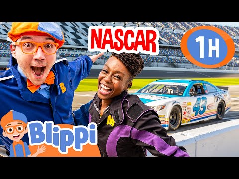 Blippi and Meekah Drive REAL RACE CARS at Daytona! 1 Hour of Cars and Vehicles for Kids