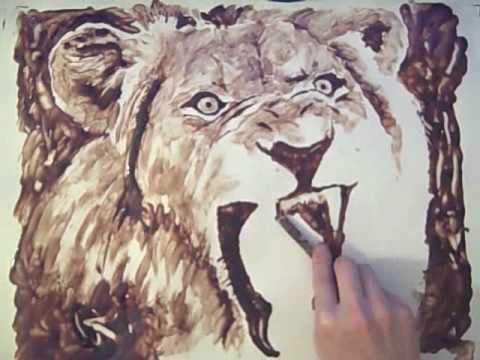ציור מדהים של אריה עם סירופ שוקולד!