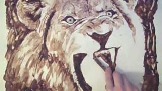 CHOCOLATE SYRUP PAINTING - Lion