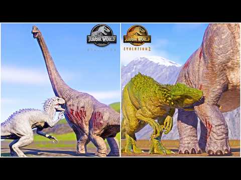 JWE1 vs JWE2 Comparison of Indominus Rex Hunting Animations vs Herbivore Dinosaurs