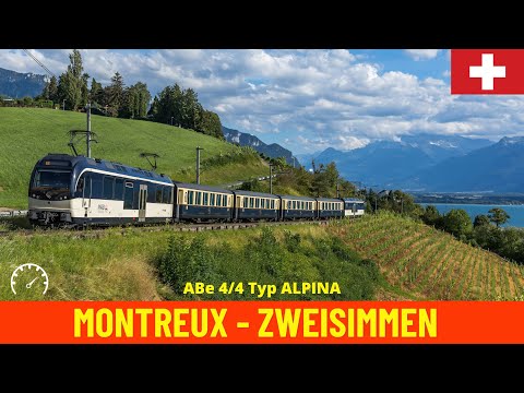 Cab Ride Golden Pass - Montreux - Interlaken Part 1 (MOB to Zweisimmen, Switzerland) 4K