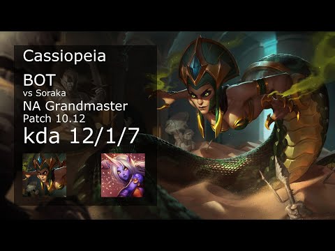 Cassiopeia Bot & Pyke vs Soraka & Thresh - NA Grandmaster 12/1/7 Patch 10.12 Gameplay