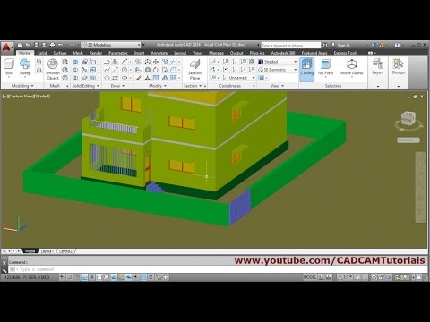AutoCAD 3D House Modeling Tutorial Beginner Basic 1