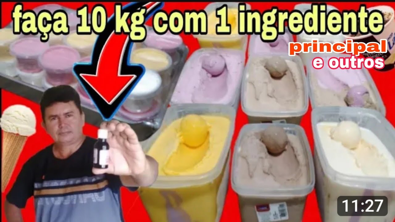 10 KG DE SORVETE CASEIRO DE MASSA COM UM INGREDIENTE PRINCIPAL